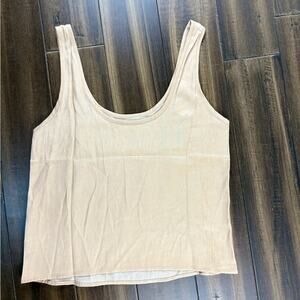 Women's Pale Gold Shimmery Sleeveless Tank Top size L Boxy Flowy Scoop Neck